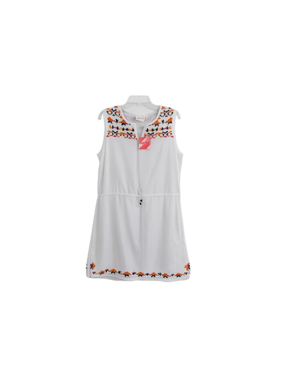 Sand & Spirit Boho Embroidered Mini Dress White Sundress Womens L New - Picture 5 of 10